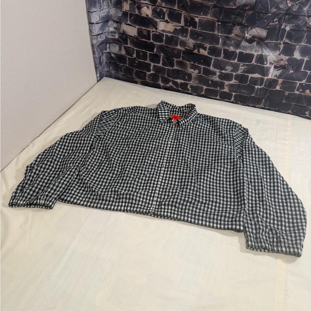 Black and White Gingham Button-Up Shirt